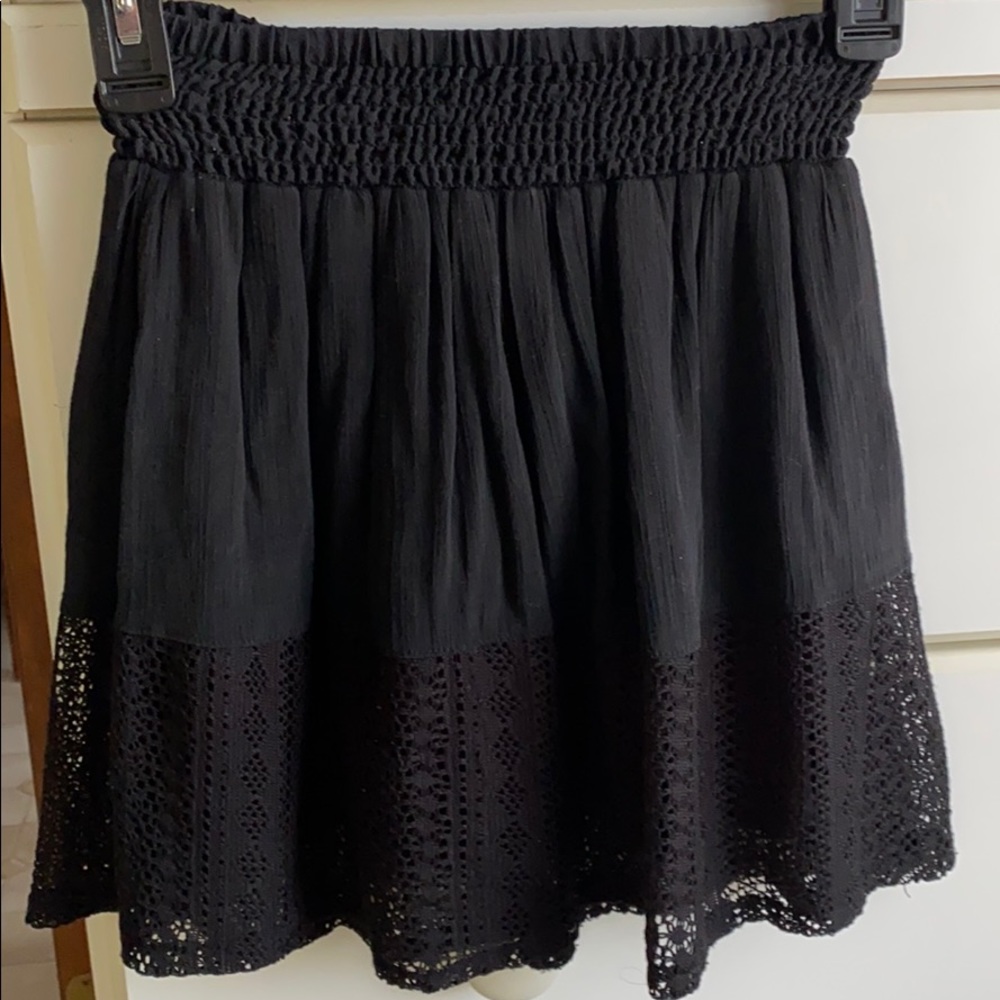 Black circle skirt with crochet detail